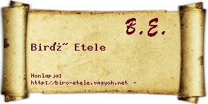 Biró Etele névjegykártya